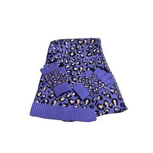 Purple Leopard Print Scarf and Gloves Set